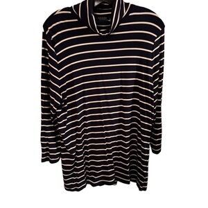 Lauren Ralph Lauren Women’s Large Navy Blue/white Striped Turtleneck Top
